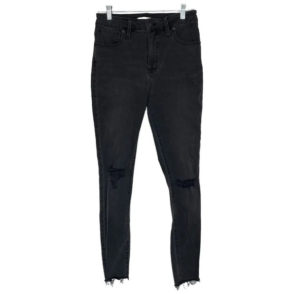 MADEWELL Curvy High-Rise Skinny Jeans in Black Sea Size 28 Distressed - Picture 2 of 10
